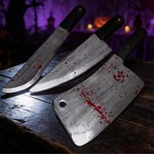 Halloween Prank Realistic Plastic Blood Knife, Bloody Sharp Knife Cosplay Prop Curved Blade Ghost Festival Toy, Halloween Costume, Prank Toy, Holiday Gift, Halloween Gift, Party - Multicolor - View 3