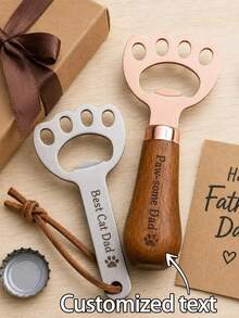 1 Piece Personalized Cat‑Paw Bottle Opener, Custom‑Engraved Stainless‑Steel Bottle Opener, Gift For Beer Lovers, Father's Day Gift, Unique Gift For Men, Groomsmen Gift - Multicolor - View 1
