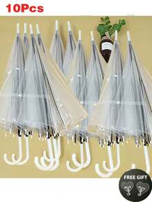 Wedding Umbrella Large Canopy Transparent Style Auto Open/Close Windproof Waterproof White J-Handle Suitable For Groom Bride Photography Golf Outdoor Activity Party Supplies - A - View 7