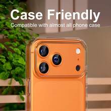 CASECOPS 1片相機鏡頭螢幕保護貼，相容 iPhone 17 Pro Max/17 Pro，橘色，不易碎，強吸附，適用於手機殼，金屬強化玻璃後置相機螢幕保護貼 - 橘色 - 查看 7