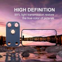 CASECOPS 1PC Camera Lens Screen Protector Compatible With Iphone 17 Pro Max/17 Pro, Blue Color, Not Fragile, Strong Adsorption, Suitable For Phone Cases, Metal Tempered Glass Rear Camera Screen Protector - Blue - View 3