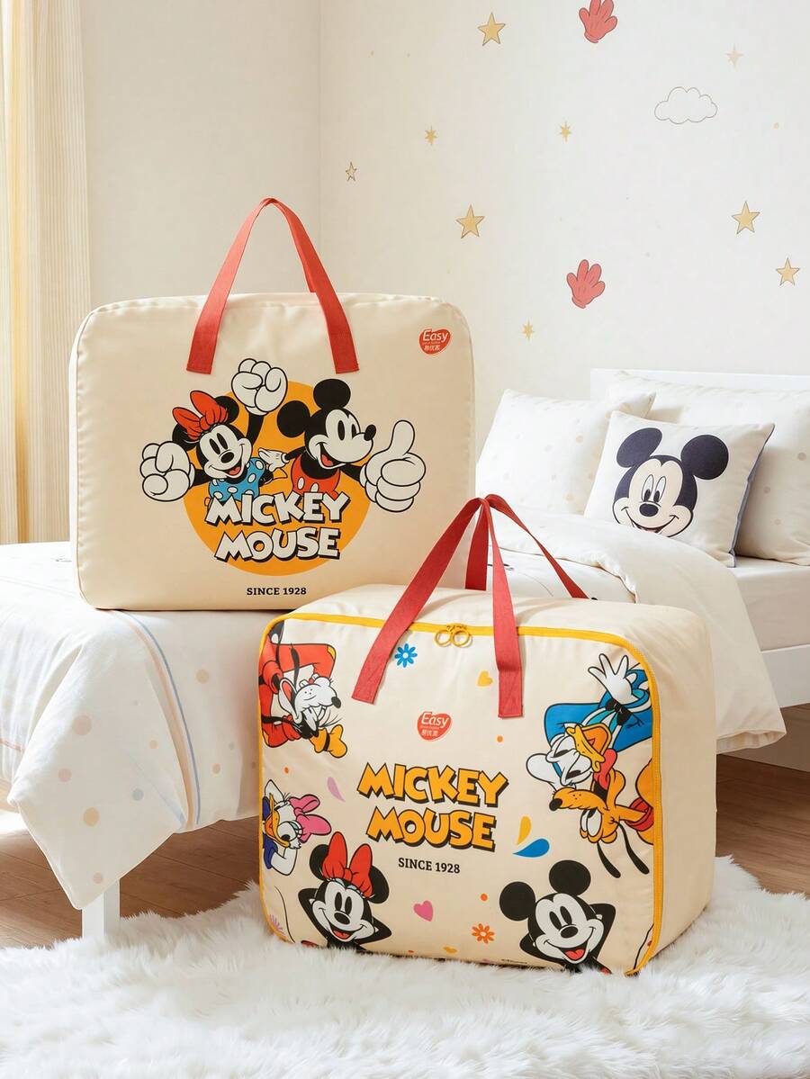 Tas Penyimpanan Oxford Kapasitas Besar Motif Disney, Tas Organizer Lipat untuk Selimut, Mantel, Tahan Air untuk Lemari Pakaian & Penyimpanan Saat Pindahan