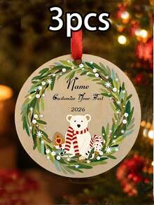 Custom Christmas Ornament, Personalized Name And Text Holiday Hanging Decor, Festive Snowman Wreath Style, Customized Christmas Tree Ornament, Customizable Wall Hanging Keepsake, Christmas Home Decor, Holiday Gift 2026, Room Decor, Family Gift - Style B - View 24