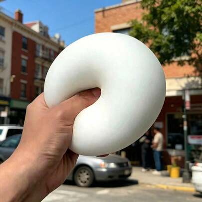 1pc Extra Large White Donut Soft Rubber Toy, Perfect For Holidays, Birthday Gifts, Halloween, Thanksgiving, Christmas, Labor Day, Back To School, Party Gifts, Crunchy Squish, Crunchy Butter Squish, Dumpling Squish, School Supplies, Army, Halloween Decor, Halloween Squishy, Dumplings, Slushy Ball, Fidget Toys, Halloween Squishy Toys, Squeeze