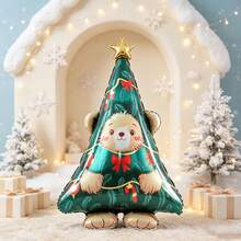 1pc 158cm Extra Large Christmas Tree Shaped Bear Head Cute Design Christmas Party Decoration Aluminum Foil Balloon - View 2