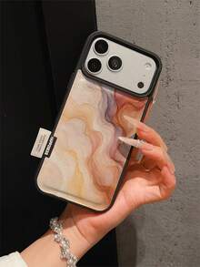 1pc Premium Fashion Creative Full-Screen Asymmetrical Wave Pattern Leather Phone Case, Full Coverage Anti-Drop Soft Shell Large Hole Compatible With Samsung/Apple 17 Pro Max/11/12/13/14/15/16 Pro Max/17 And Other Models, Holiday Gift - Multicolor - View 5