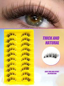 10 Pairs Large Capacity Dense Natural-Looking Flexible Soft Stem Full Band Eyelashes, Time-Saving And Effortless Application, Suitable For Multiple Occasions - View 9