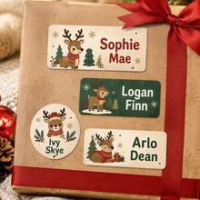 Custom Christmas Name Stickers, Personalized Gift Labels, Festive Santa Christmas Tree Style, Customized Holiday Stickers, Customizable Gift Wrapping Labels, Christmas Party Decor, Stocking Gift Seals, Christmas Decorations, Family And Friends - Multicolor - View 6