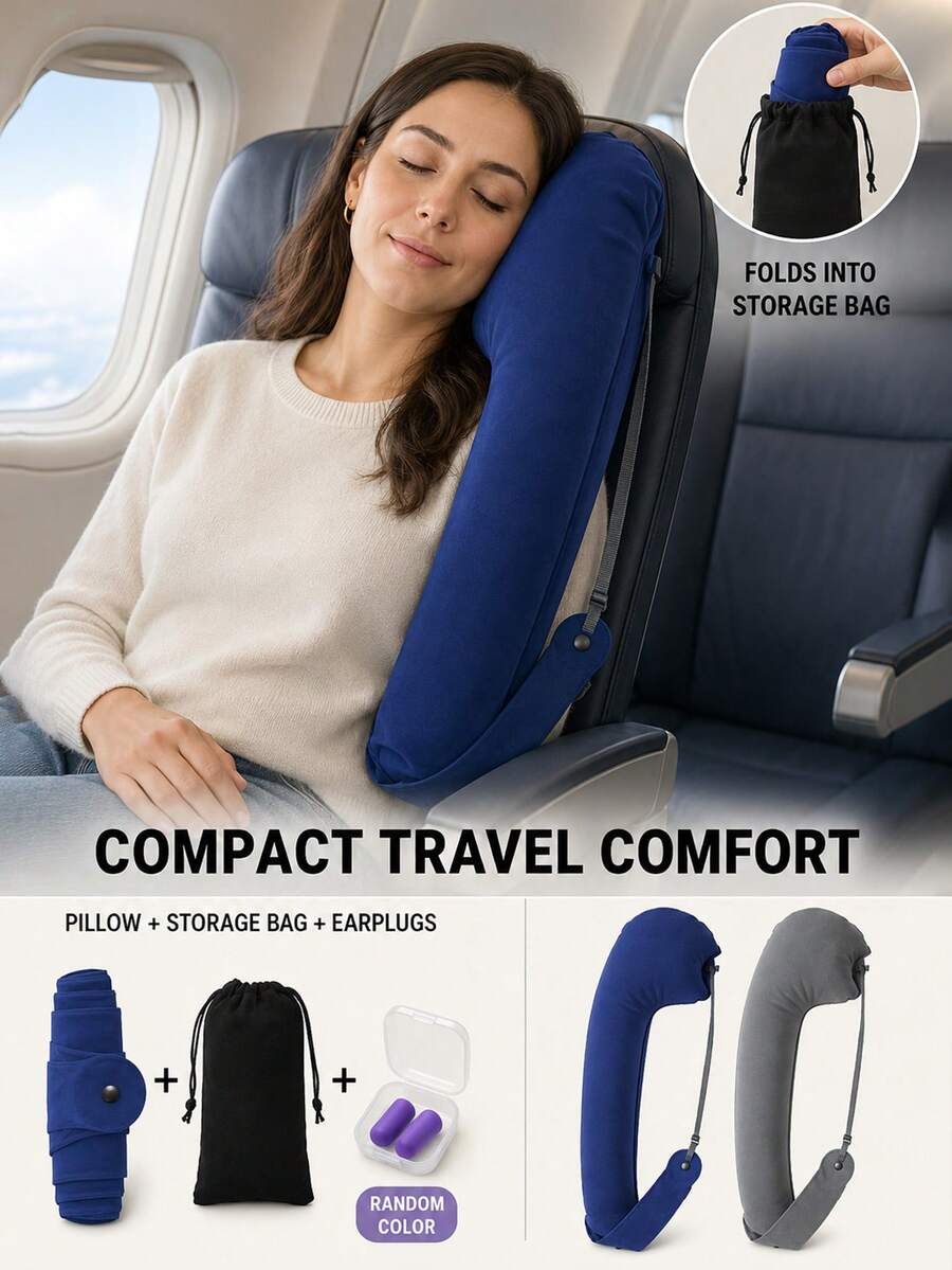 Foldable Travel Pillow, Lightweight And Portable, Suitable For Car, Airplane, Cruise Travel - The First Neck Pillow With Arm Straps! Supports Head, Body And Arms, Provides Inclined Support. Create A Perfect Balanced Sleep System Anytime, Anywhere! - Multicolor - View 1