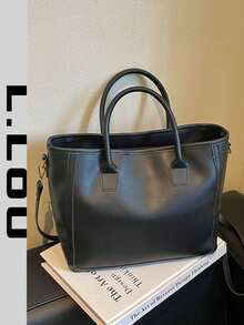 Elegant High-End Textured Tote Bag, 2026 Autumn/Winter New Arrival, Minimalist Personalized Design, Versatile Shoulder Bag - Black - View 2