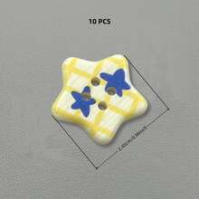10/16/32 Pcs 0.96 Inch Multi-Color Cartoon Star Plaid Printed Resin Buttons, Plastic Sewing Buttons, Suitable For Knitting, DIY Clothing, Crafts, Art Supplies, Sewing Accessories - 2.45cm Star - View 30