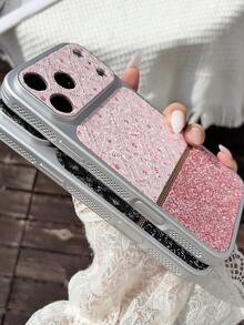 New Fashion High-Quality Heat Dissipation Phone Case Compatible With Iphone 17 Pro Max, Apple 16 Pro, Pink, 14, Rhinestone, 13 Pro, Patchwork, 15 Pro Max, Acrylic Back Panel, Anti-Drop Protective Cover - Rose Pink - View 4