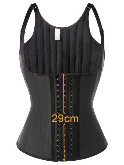 1pc Black Matte Rubber Waist Trainer Sports Fitness Training Waist Shaper Latex Vest 25 Steel Bones Bodysuit