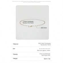 DARA Freshwater Pearl Necklace S925 Silver 3-4mm White Beads Starry Sky Design Luxury Gift For Women - White - View 7
