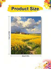1pc Oil Painting By Numbers Kit, Rapeseed Flower Field DIY Art & Craft, Home Wall Decor, Canvas Oil Painting Decoration, Holiday Gift Includes Paintbrushes And Paints. - Sets - View 9