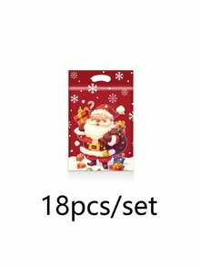 18pcs/Set Christmas Standing Gift Bags, Santa Claus Self-Sealing Zipper Bags With Handles, Holiday Party Decoration Gift Packaging Supplies - Multicolor - View 9