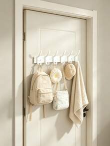 6 Hooks Wall Mounted Storage Rack, Nursery Room Organizer, Baby Room Clothes Hanger, Coat Hat Towel Holder, Space Saving Home Storage - Hook Up - View 2