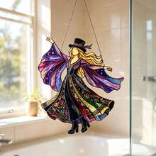 1pc Witchy Rock Muse Acrylic Suncatcher Mystical Witch Style (Random Hanging Rope) - Multicolor - View 2