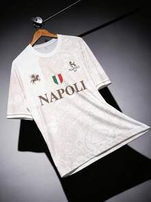 Men's Naples Football Jersey T-Shirt, Italian Naples Inspired Top, Suitable For Matches, Street, Parties And Daily Wear, Perfect For Men, Fans, Great Gift - White - View 6