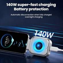 140W Full Charge Separator Type-C Phone Charger Fast Charging Adapter Earphone Phone Charger Auto Power-Off Power Protection Auto Disconnect Night Charging, Anti-Overcharge Separator - Silver - View 7