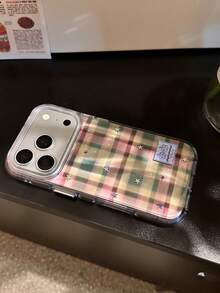 Japanese & Korean Style Black Green Yellow Purple Plaid Star Pattern Phone Case Compatible With Iphone 18 Pro Max, 17 Pro, 16, 15 Pro Max, 14, Women's Personalized Shockproof Protective Cover - Multicolor - View 3