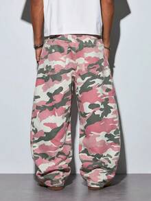 Modcrash Men's Retro Street Camouflage Wide Leg Jeans Fall/Autumn/Winter - Pink - View 3