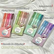 20Pcs/Set Dual Tip Pastel Highlighters Set, Smooth Writing Kawaii Style Stationery For Student School Office Supplies - Sets - View 7