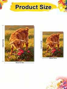 1pc Oil Painting By Numbers Kit, Angora Goat DIY Art & Craft, Home Wall Decor, Canvas Oil Painting Decoration, Holiday Gift Includes Paintbrushes And Paints. - Sets - View 4