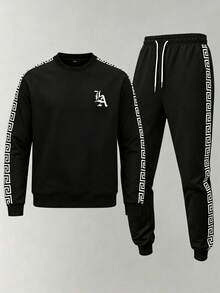 Men's Autumn Minimalist Fashion Running Fitness Long Pants Set Outdoor Casual Sports Long Sleeve Set - Black - View 6
