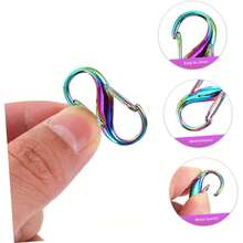 5Pcs Stainless Steel Micro Sized Dual Carabiner For Keys, Pet Tags & Small Accessories Center Locking Lever Twist-To-Lock - 5 Pieces - View 2