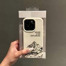 1件 白色霧面極簡鏡頭保護素描雪山英文圖案手機殼 個性化適用於 iPhone 16 Pro Max/18/17/16/15/14 Plus/13/12/11/Air 及系列 - 彩色 - 查看 4