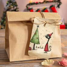 50pcs Festive Christmas Gift Tags With Hemp Rope - Cute Cat, Santa, Snowman, Reindeer & Xmas Tree Designs Holiday Hanging Labels For Presents, Gift Wrapping & Party Favor Decorations - Multicolor - View 6