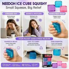 asmodee 4pcs Schylling NeeDoh Soft Cute Toys, Ice Cube Square Squeeze Toys, Anxiety Relief, Soft Cute Toys, Stress Relief Toys, Suitable For Office Relaxation/Home Entertainment, Fun-Filled, Great Choice For Graduation Gifts, Wedding Gifts, Toys, Bag Charms, Plush Toys, Birthday Gifts, Room Decor - Multicolor - View 7