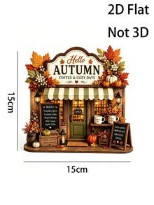 Autumn Coffee Shop Decor 2D Flat Autumn Farmhouse Style Coffee Bar Decoration Rustic Pumpkin Storefront Sign Cozy Autumn Multi-Layer Tray Decor - Multicolor - View 10