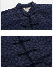 Chaquetas de Traje de Espiga de Invierno Hombres Calientes Tai chi Uniformes algodón Abrigos Acolchado chalina China Kung fu Camisa Black-M - Negro - Ver 4