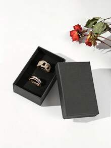 1pc Square Multi-Size Jewelry Gift Box, Can Hold Necklaces, Earrings And Rings, Solid Color Elegant, Suitable For Winter Solstice, Wedding And Other Occasions, Can Be Used For Packaging Jewelry, Necklaces, Bracelets, Silver Bars And More. Perfect Gift For Birthday, Mother's Day And Valentine's Day. - Black - View 5