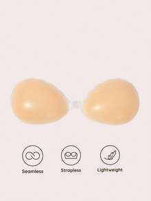 Lignisse Shell Shape Sticky Bra Invisible Push Up Front Closure Strapless Backless Self-Adhesive Seamless Lift Gathering Nipple Cover Women Intimates - Apricot - View 8