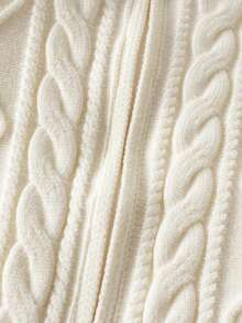 Infant Boys & Girls Minimalist Vintage Cable Knit Diamond Pattern Round Neck Zip-Up Cardigan Long Sleeve Sweater Knit Jacket Casual Versatile For Daily Wear School Spring Autumn Winter - Apricot - View 5