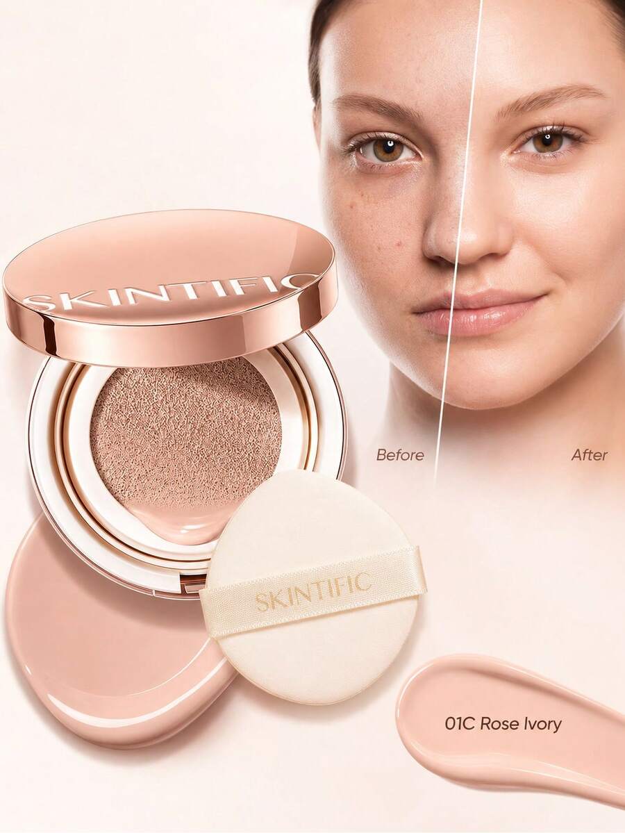 SKINTIFIC 全遮瑕底妝粉底液 #01C Rose Ivory | 緞面妝感、控油、防水、可疊加遮蓋紋身，適合所有膚質 - 01C Rose Ivory - 查看 1