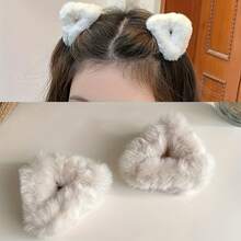 1/2/6pcs Super Cute Fluffy Cat Ear Side Hair Clips, Suitable For Forehead Strands And Princess Hairstyle, Half-Up Ponytail Bangs Clip, Daily Wear And Hair Accessory Gift - Multicolor - View 11
