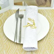 6pcs Exquisite Table Decor Gold And Silver Christmas Deer Napkin Rings - Gold - View 5