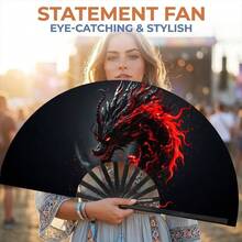 1pc Women's Handheld Fan, Vintage Pattern Design, Bright Vintage Style, Lightweight And Portable, Suitable For Daily Use, Outdoor Activities And Party Occasions, Ideal Fashion Accessory - Hand Fan - View 3