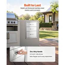 18x23 Inch Outdoor Kitchen Stainless Steel Triple Access BBQ Drawers With Chrome Handle, 18 X23 X 23 Inch - 18 X 23 X 23 Inch - View 4