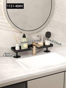 Bathroom Sink Storage Rack, Modern Minimalist Washbasin Organizer, Suitable For Toiletries And Skincare Products, Strong Load-Bearing Capacity, Hollow Design, Suitable For Kitchen Sink And Bathroom Sink - Black - View 9
