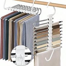 1pc Space-Saving Pant Hanger, Non-Slip Stainless Steel Multi-Function Pant Rack, Multifunctional Pant Hanger Stainless Steel Wardrobe Storage Rack, Pants, Jeans, Scarf Hooks, Magic Casual Pants Jeans Hanger, Versatile High-Quality Metal Wardrobe Storage Rack, Suitable For Leggings - Multicolor - View 14