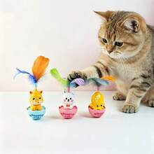 3PCS Random Color New Pet Toys Cat Toys Self-Entertainment Boredom Relief Artificial Feather Wobble Cat Toys - View 4