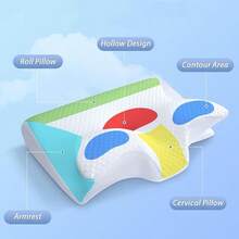 Butterfly-Shaped Memory Foam Pillow, Comfortable Sleep, Suitable For Travel And Home Use, Machine Washable Pillowcase, Suitable For Bedroom Or Travel, Gift For Family, All Seasons - Horn Pillow - View 5