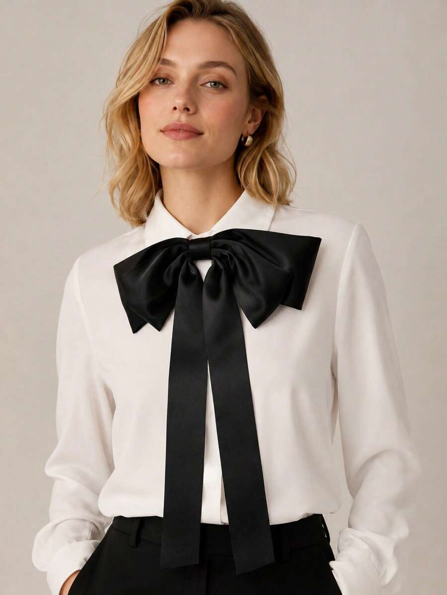 1pc Fashion Casual Versatile Women's Minimalist Solid Color Oversized Bowknot, Suitable For Banquet And Party Matching - Multicolor - View 1