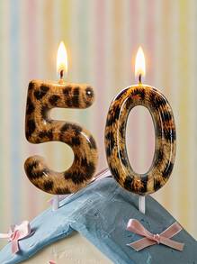 Joivida New Arrival Cute Retro Leopard Print Number Candles, 0-9 Digits, Suitable For Birthday, Anniversary, Single Party - View 3