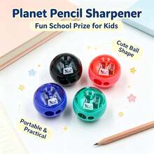 1pc Cute Spherical Planet Pencil Sharpener, Round Dual Hole Handheld Pencil Cutter, Mini Portable Pencil Sharpener, Kids Student Stationery Prize Gift For School Daily Writing Use - Multiple Colors and Random Styles - View 3